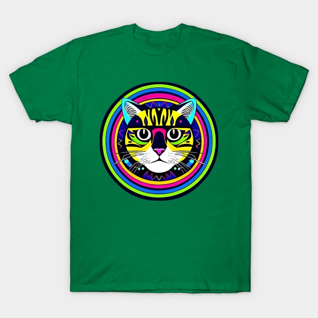 Cat Magic And Mystery. Psychedelic Round Composition. Digital Art T-Shirt by funfun